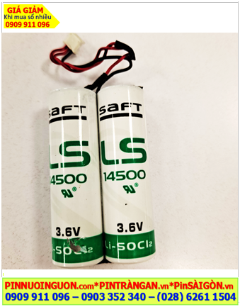 Saft 2LS14500 (2 viên ghép đôi); Pin nuôi nguồn PLC Saft LS14500 lithium 3.6v 5200mAh /Xuất xứ Pháp